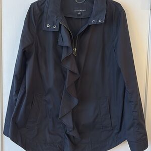 Banana Republic Black Windbreaker Jacket with Ruffle